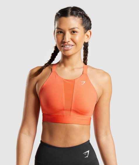 Women's Gymshark Mesh Neckline 2.0 Sports Bra Orange | NZ 2PJDAY